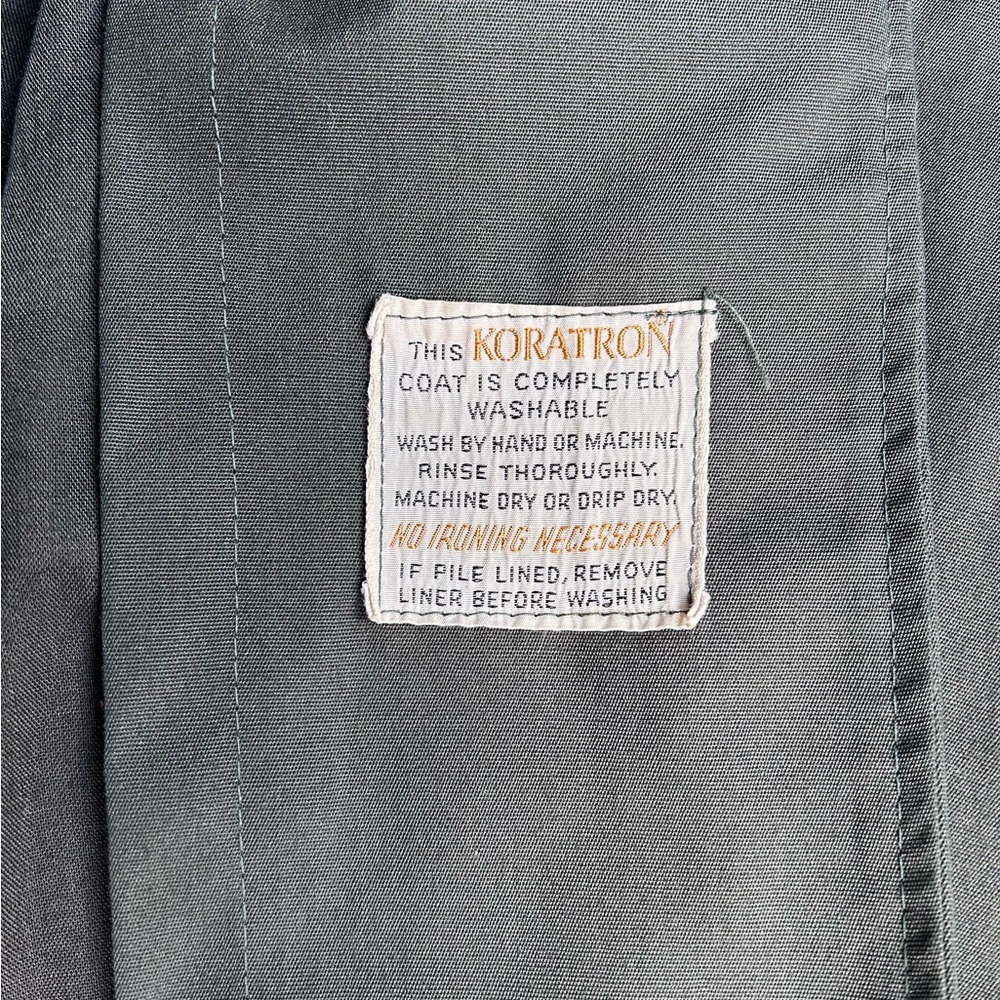 Vintage Koratron Military Green Trench Coat - Picture 7 of 10